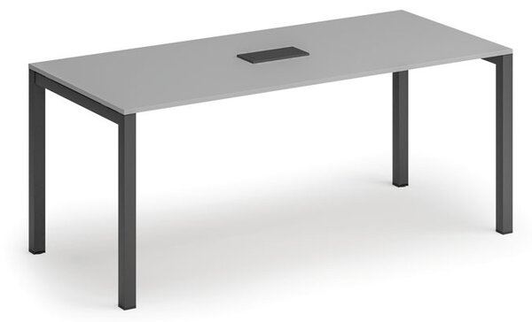 Jednací stůl PRIMO SQUARE, 180x80 cm, šedá + stolní zásuvka TYP I, černá