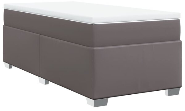 Box spring postel s matrací šedá 80 x 200 cm umělá kůže 3285187