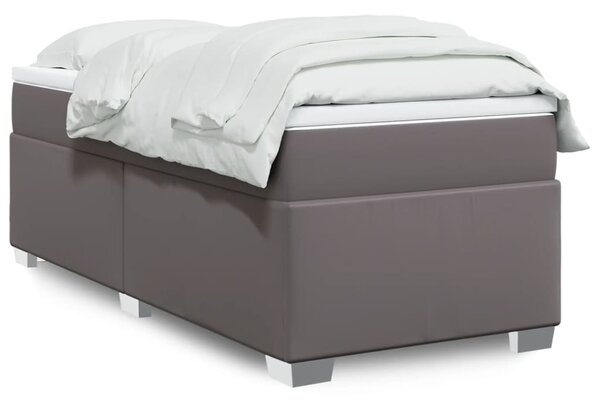 Box spring postel s matrací šedá 80 x 200 cm umělá kůže 3285187