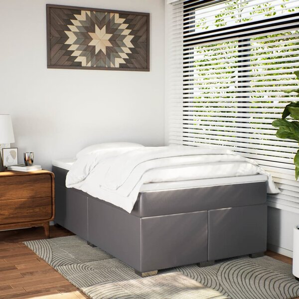 Box spring postel s matrací šedá 120x190 cm umělá kůže 3285203