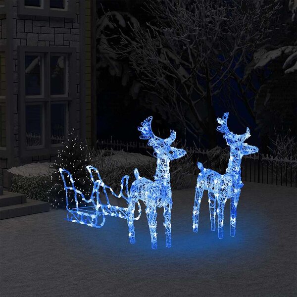 Vánoční sobi se sáněmi 160 LED diod 130 cm akryl 328520