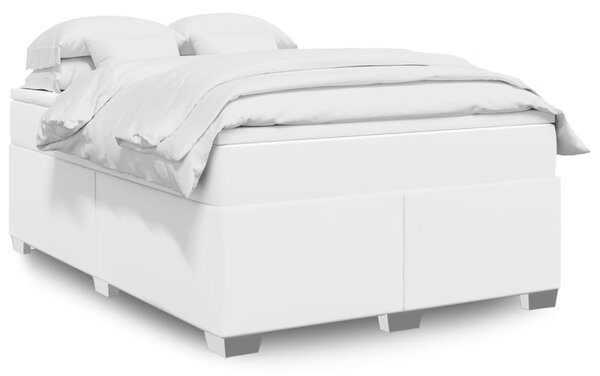 Box spring postel s matrací bílá 140x200 cm umělá kůže 3285214
