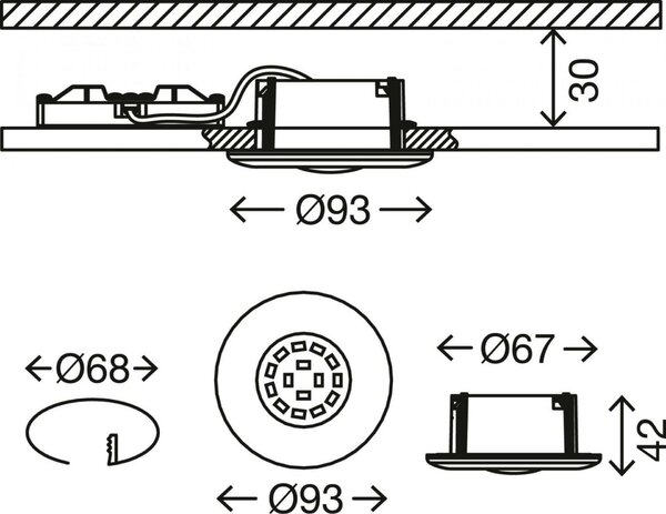 BRILONER LED vestavné svítidlo, pr. 9,3 cm, 5 W, matný nikl BRI 7227-012