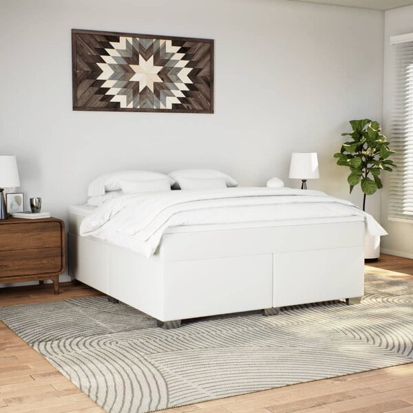 Box spring postel s matrací bílá 180x200 cm umělá kůže 3285222