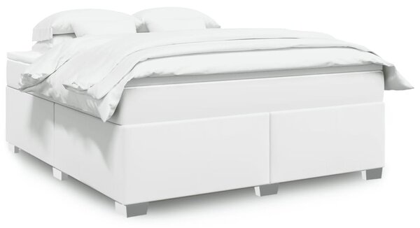 Box spring postel s matrací bílá 180x200 cm umělá kůže 3285222