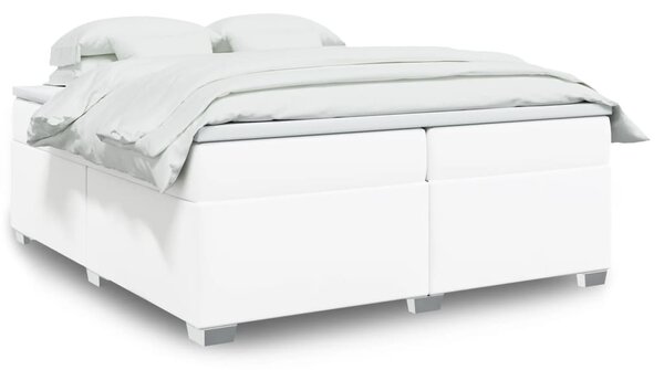 Box spring postel s matrací bílá 200x200 cm umělá kůže 3285226