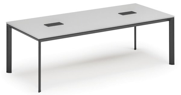 Jednací stůl PRIMO INVITATION, 240x120 cm, bílá + 2x stolní zásuvka TYP III, černá