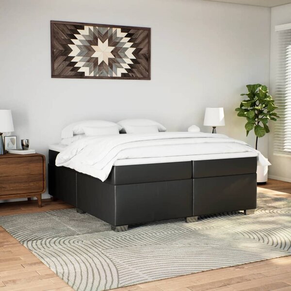 Box spring postel s matrací černá 200x200 cm umělá kůže 3285225