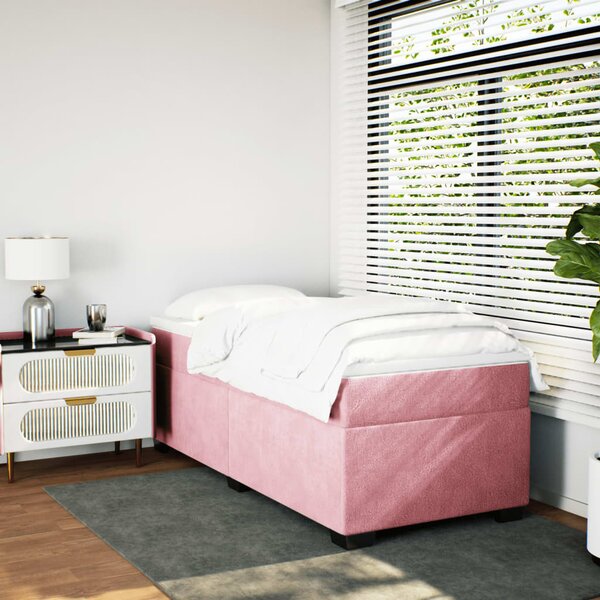 Box spring postel s matrací růžová 80 x 200 cm samet 3285250