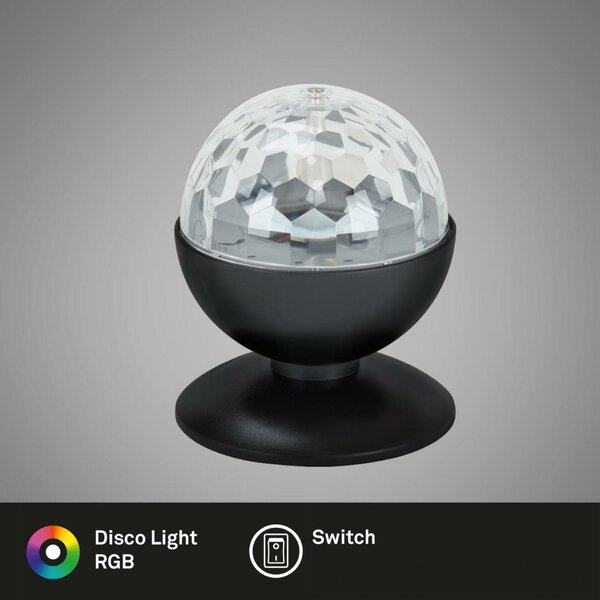 BRILONER RGB LED stolní lampa, pr. 12,5 cm, 3 W, černá BRILO 7357-015