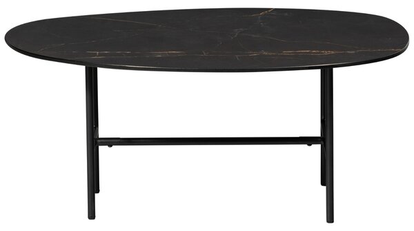 WOOOD Černý konferenční stolek Vayen 80 x 60 cm s mramorovým dekorem