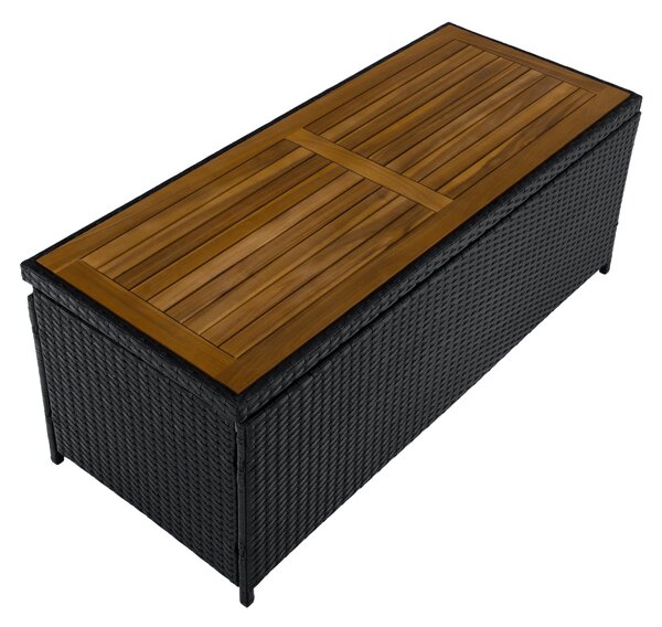 KONDELA Zahradní úložný box/lavice, černá/přírodní/krémová, BEMUS