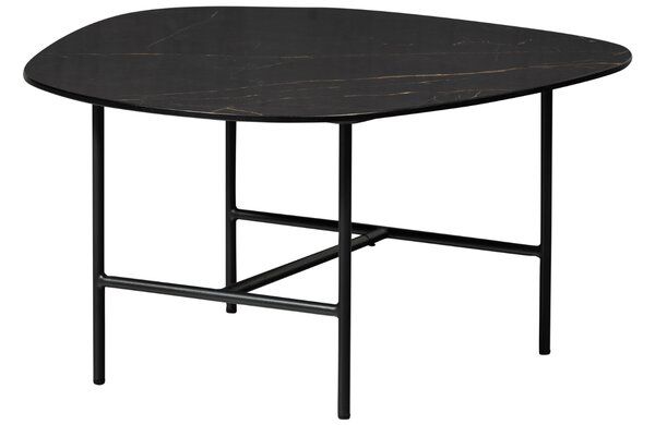 WOOOD Černý konferenční stolek Vayen 70 x 70 cm s mramorovým dekorem