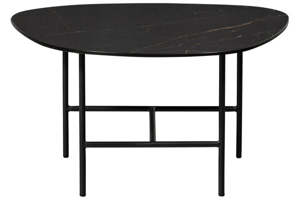 WOOOD Černý konferenční stolek Vayen 70 x 70 cm s mramorovým dekorem