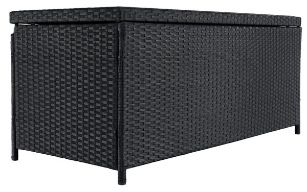 KONDELA Zahradní úložný box/lavice, černá/přírodní/krémová, BEMUS