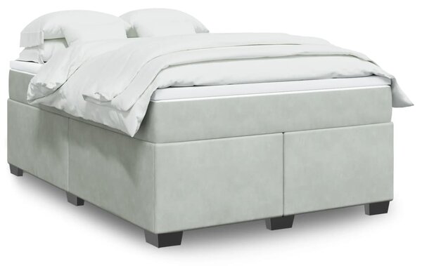 Box spring postel s matrací světle šedá 140x190 cm samet 3285281