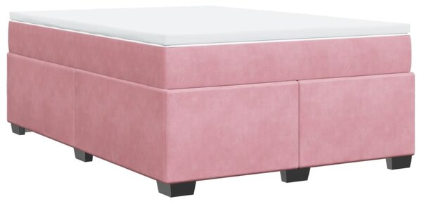 Box spring postel s matrací růžová 140x190 cm samet 3285286