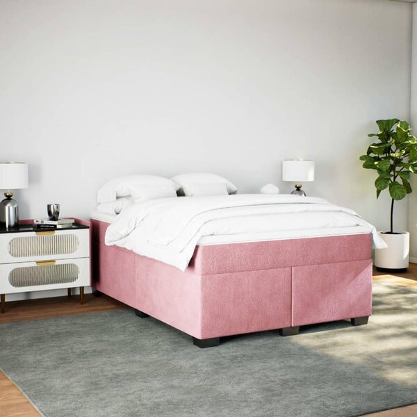 Box spring postel s matrací růžová 140x190 cm samet 3285286