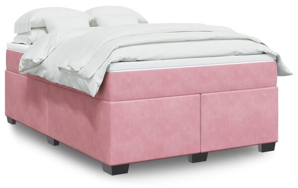 Box spring postel s matrací růžová 140x190 cm samet 3285286