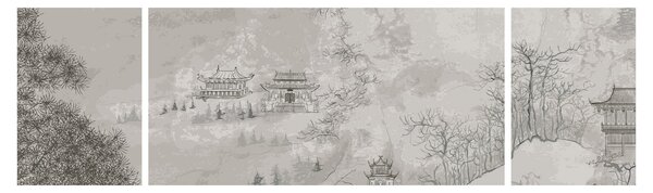 Obraz - Čínská krajina (170x50 cm)