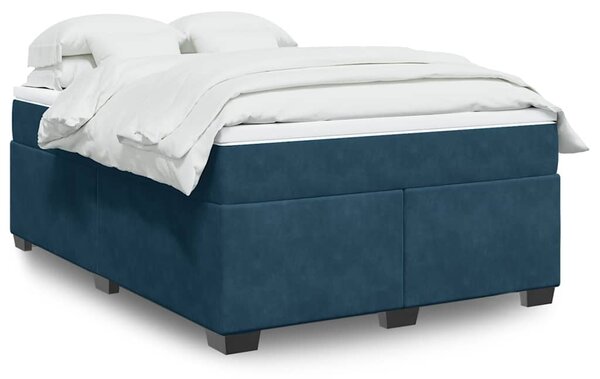 Box spring postel s matrací tmavě modrá 140x200 cm samet 3285291