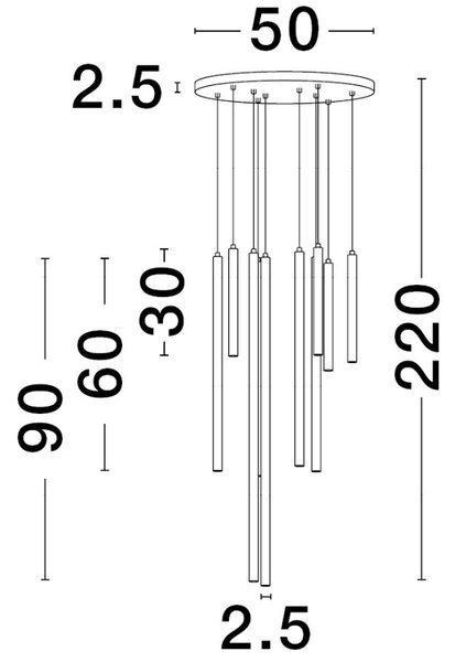 Černé závěsné LED světlo Nova Luce Trimle 50 cm