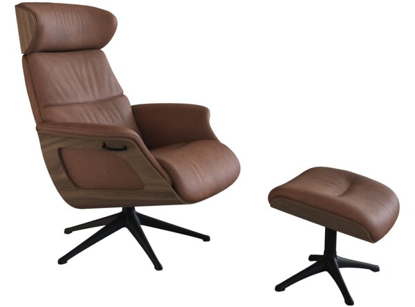 -25 % Dny MOMENTI– Hnědé kožené lounge křeslo FLEXLUX CLEMENT MEDIUM