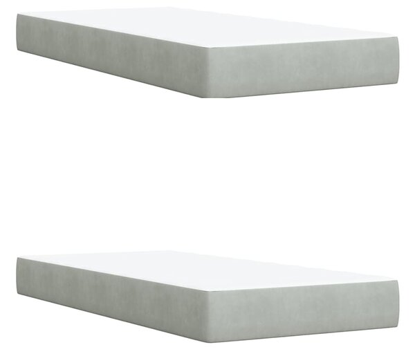 Box spring postel s matrací světle šedá 200x200 cm samet 3285305