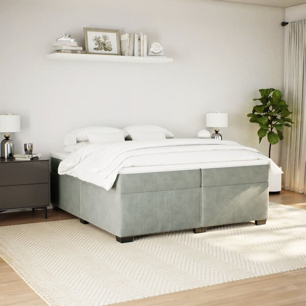 Box spring postel s matrací světle šedá 200x200 cm samet 3285305