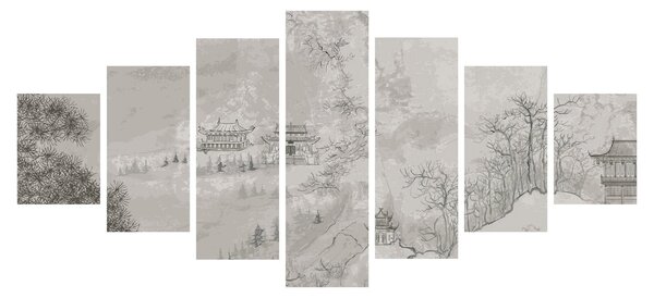 Obraz - Čínská krajina (210x100 cm)