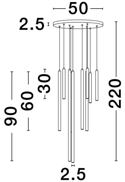 Zlaté závěsné LED světlo Nova Luce Trimle 50 cm