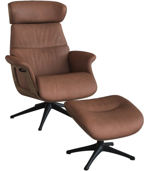 -25 % Dny MOMENTI– Hnědé kožené lounge křeslo FLEXLUX CLEMENT MEDIUM