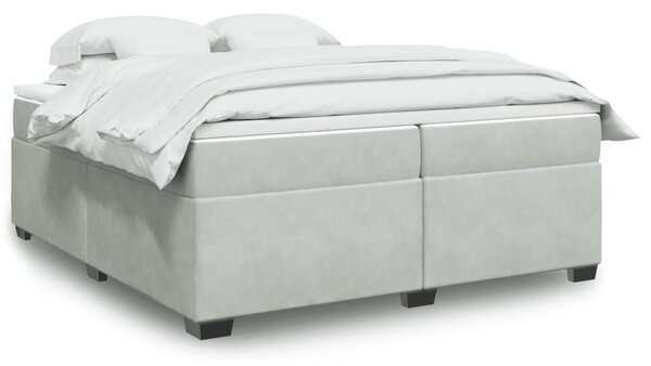 Box spring postel s matrací světle šedá 200x200 cm samet 3285305