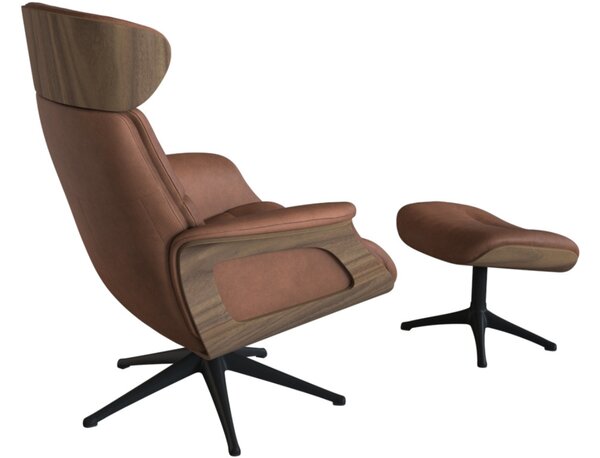 -25 % Dny MOMENTI– Hnědé kožené lounge křeslo FLEXLUX CLEMENT MEDIUM