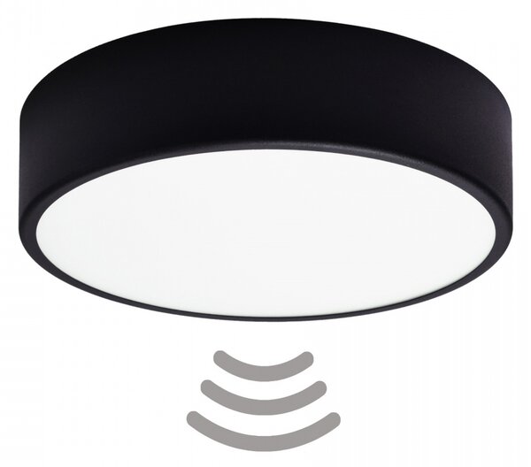 TEMAR Přisazené stropní osvětlení CLEO s čidlem, 2xE27, 40W, 30cm, kulaté, černé