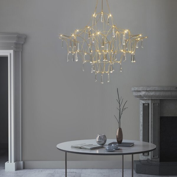 Zlaté kovové závěsné LED světlo Nova Luce Goro 80 cm