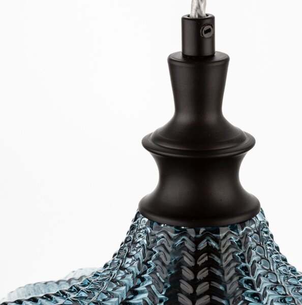 Modré skleněné závěsné světlo Nova Luce Loni 24 cm