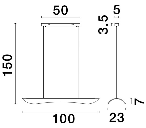 Transparentní závěsné LED světlo Nova Luce Agos 100 cm