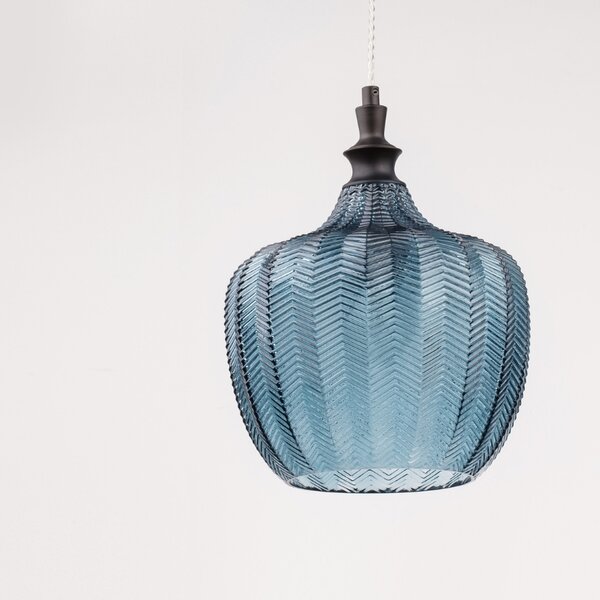 Modré skleněné závěsné světlo Nova Luce Loni 24 cm