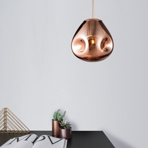 Měděné skleněné závěsné světlo Nova Luce Lava 25 cm