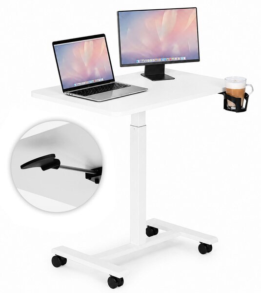 ModernHome JNI-PN01-5-5 Mobilní stůl na notebook 70×48 cm, výškově nastavitelný 71,5-112 cm, bílý