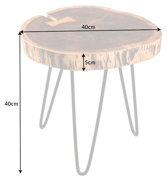 Designový odkládací stolek Island 40 cm hnědá akácie