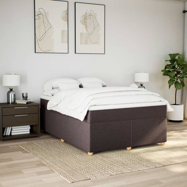 Box spring postel s matrací tmavě hnědá 140x190 cm textil 3285376