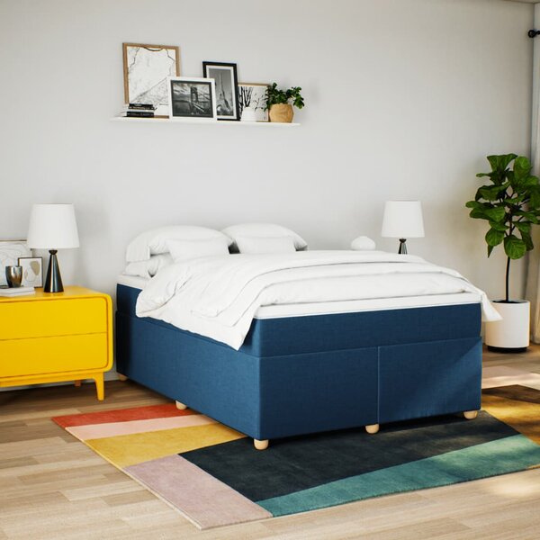 Box spring postel s matrací modrá 140x200 cm textil 3285386