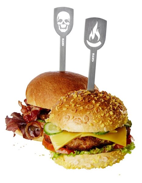 Hamburgerové špízy TORRO, 2 kusy (lebka / plamen) - GEFU