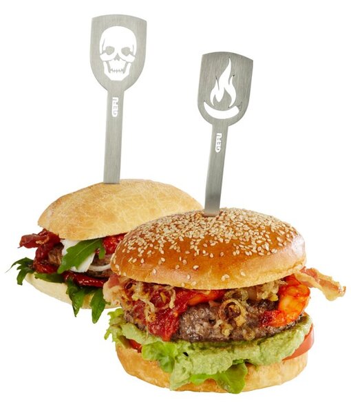 Hamburgerové špízy TORRO, 2 kusy (lebka / plamen) - GEFU