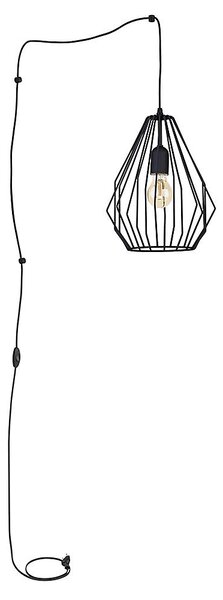 TK-LIGHTING Nástěnná kovová lampa s vypínačem BRYLANT, 1xE27, 60W, diamant, černá 2287