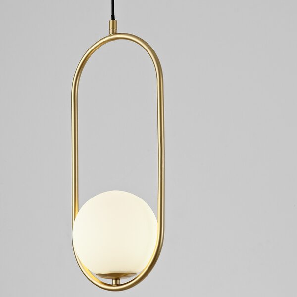 Opálově bílé skleněné závěsné světlo Nova Luce Obitar 20 cm
