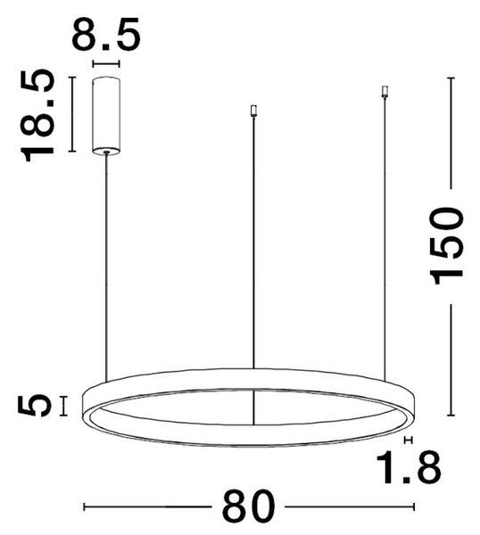Černé závěsné LED světlo Nova Luce Elowen 80 cm