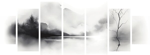 Obraz - Inkoustová malba krajiny (210x100 cm)